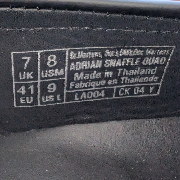 Dr. Martens Adrian Snaffle Quad Black/White Cow Print Horsebit Leather Loafers - Picture 11 of 14